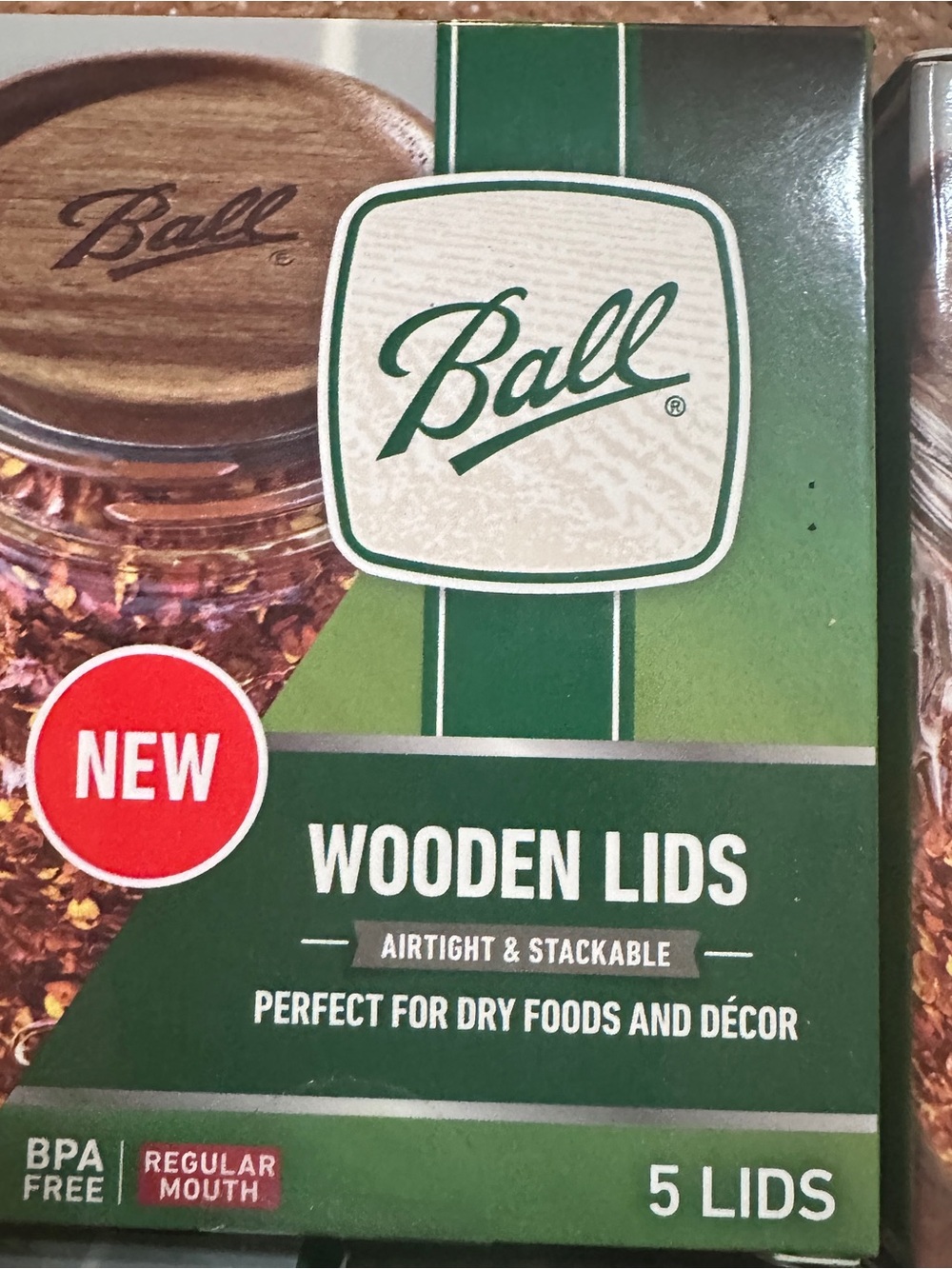 Lot of 5 Ball Wooden Lids Regular Mouth Mason Jar Lids Acacia Wood NEW - Picture 2 of 12